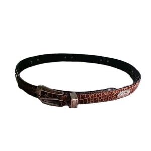 Aquarius Golf Belt Men's 38.42 Genuine Leather Brown  Silvertone Mefiallion